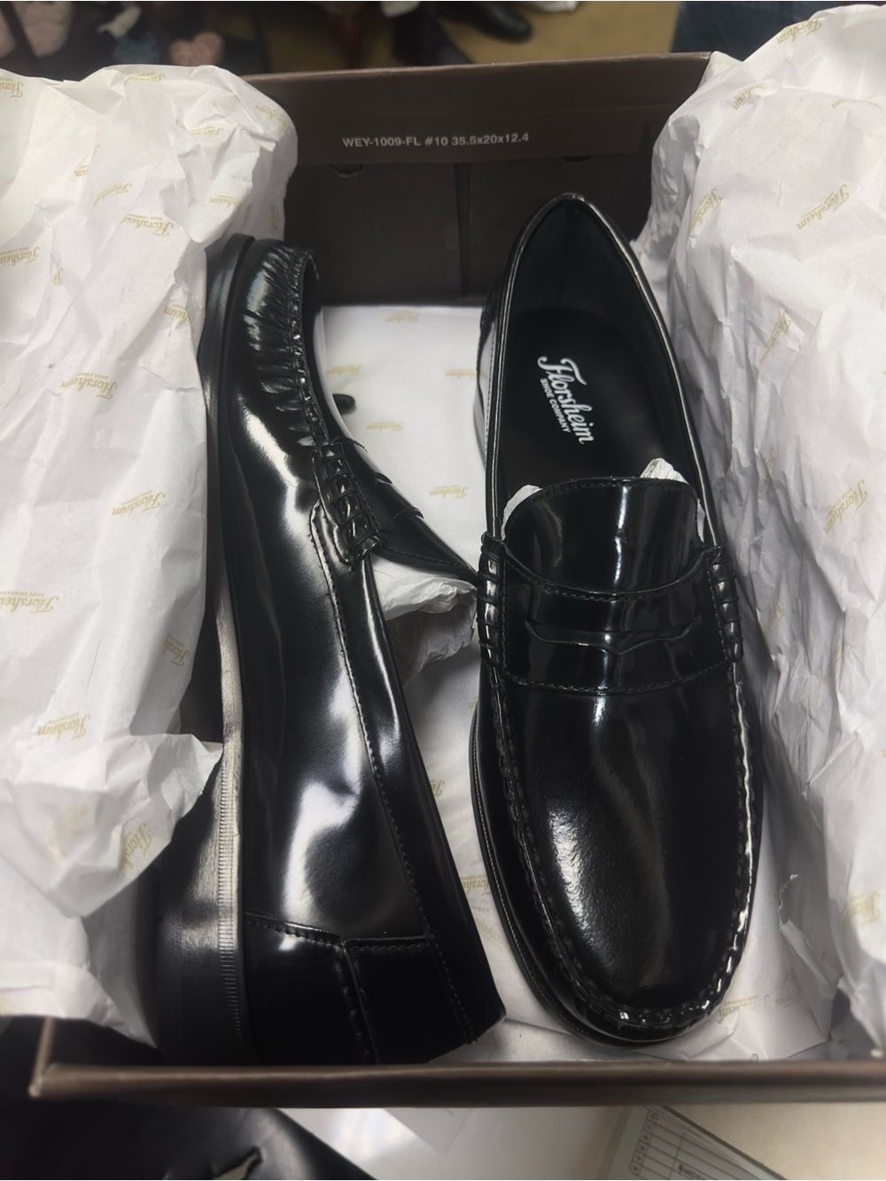 Florsheim Black Gloss Leather Penny Loafers